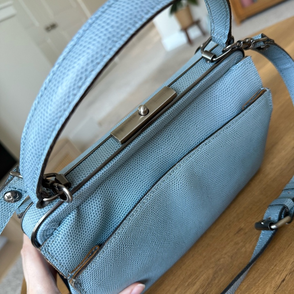 Patricia Nash Sky Blue Satchel with Silver Trim - Picture 7 of 14